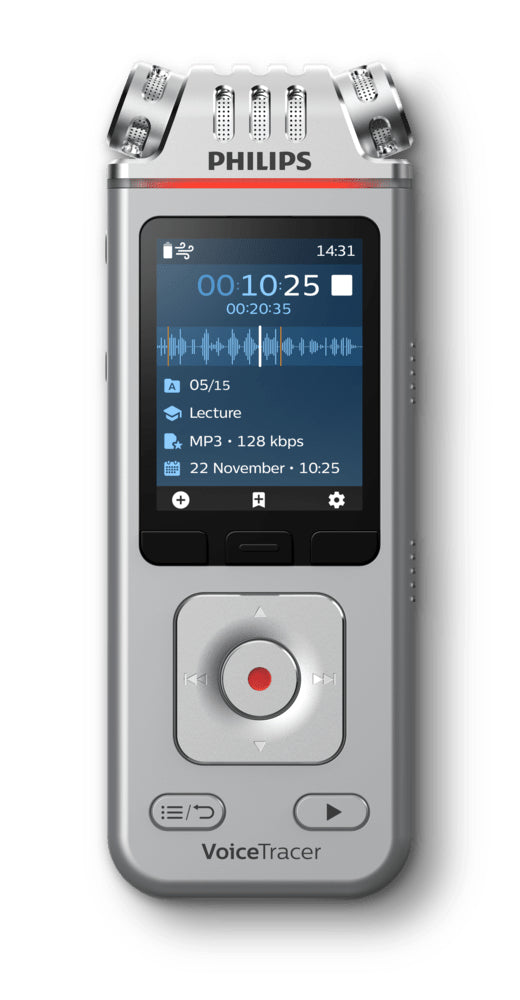 Philips Voice Tracer Dvt411000 Dictaphone Flash Card Chrome, Silver-(DVT4110)