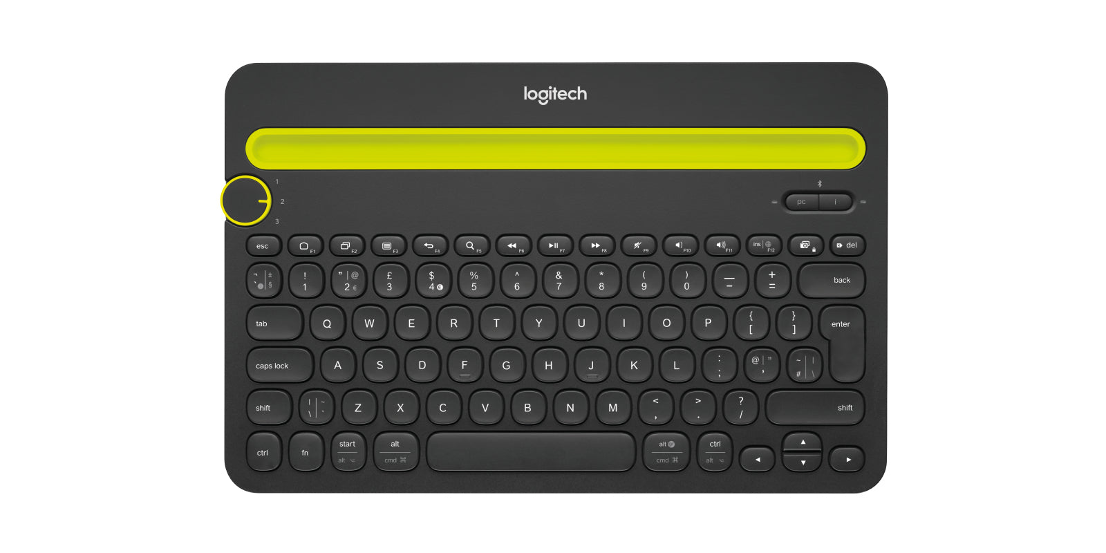 Logitech Bluetooth Multi-Device K480 Keyboard QWERTY Italian Black, Lime-(920-006358)