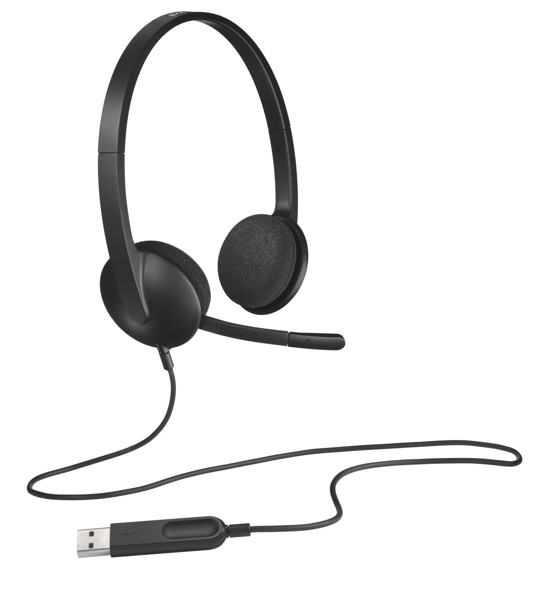 Logitech H340 USB Computer Headset Wired Head-Band Officecall Center USB Type-A Black-(981-000475)