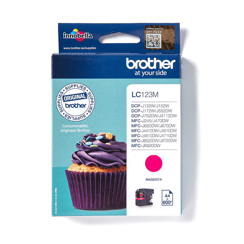 Brother Lc-123M Ink Cartridge Magenta, 600 Pages Isoiec 24711 5.9Ml For Brother Dcp-J 132Mfc-J 4510Mfc-J 6920-(LC123M)