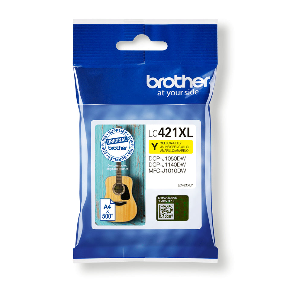 Brother Lc-421Xly Ink Cartridge Yellow, 500 Pages For Brother Dcp-J 1050-(LC421XLY)