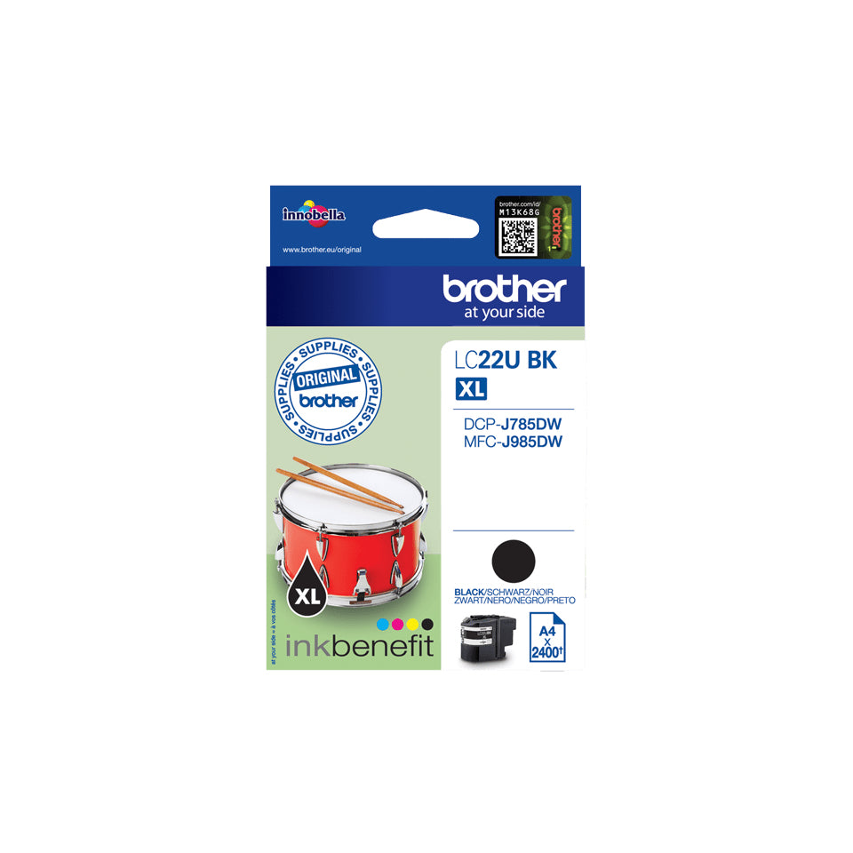 Brother Lc-22Ubk Ink Cartridge Black Xl, 2.4K Pages Isoiec 24711 For Brother Dcp-J 785-(LC22UBK)