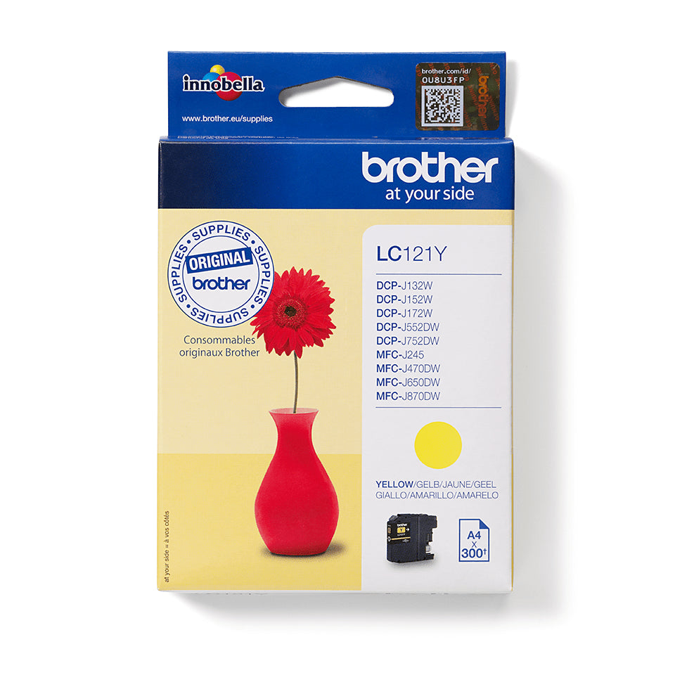 Brother Lc-121Y Ink Cartridge Yellow, 300 Pages Isoiec 24711, Content 3,9 Ml For Brother Dcp-J 132Mfc-J 285-(LC121Y)