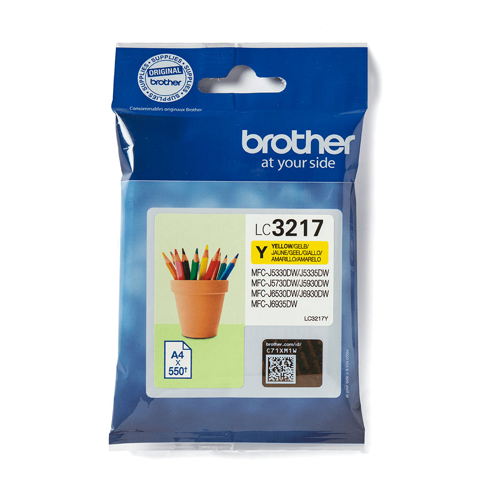 Brother Lc-3217Y Ink Cartridge Yellow, 550 Pages Isoiec 24711 9Ml For Brother Mfc-J 5330-(LC3217Y)